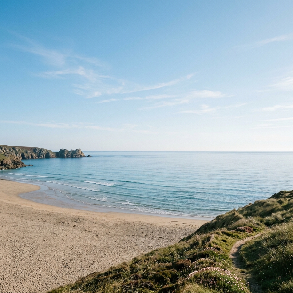 A calm and wide open ocean shore representing mental space and clarity