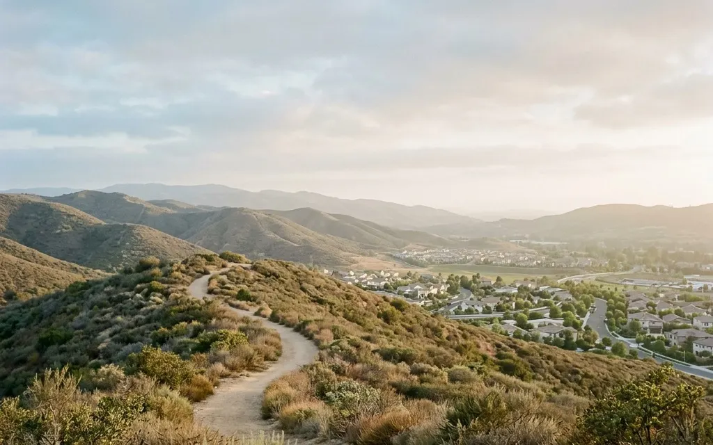 Open hillside wilderness park above Aliso Viejo in soft afternoon light